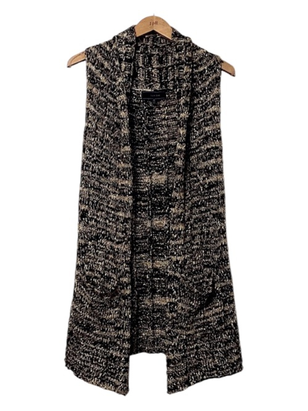 Lumiere Knit Womens Mid Length Loose Knit Cardigan Sweater Vest Sz M